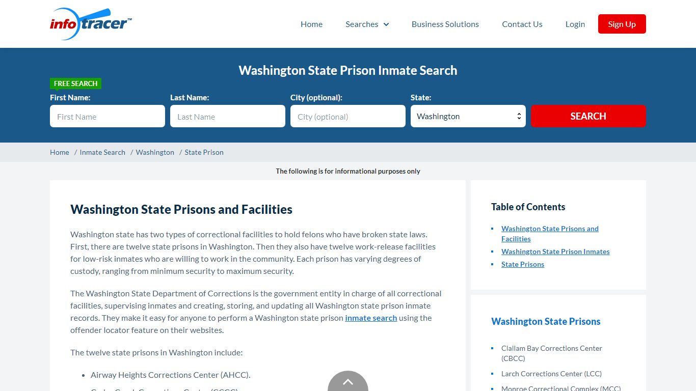 Washington State Prisons Inmate Records Search - InfoTracer