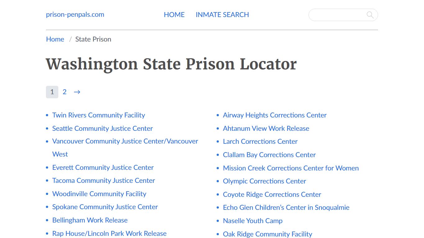 Washington State Prison Inmates List